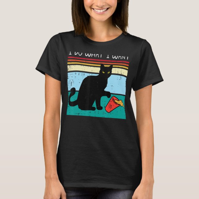 Black Cat I Do What I Want Cup  Men Women Girls Ki T-Shirt (Front)