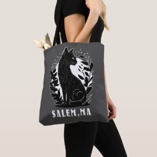 Black Cat Illustration   Salem Tote Bag