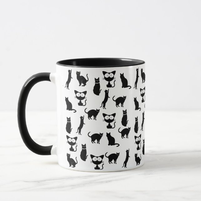 Black Cat Illustrations Mug (Left)