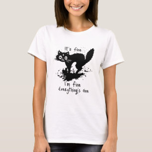 Black Cat 'I'm Fine' Shirt - Everything Fine Tee