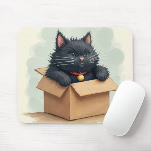 Black Cat In a Box Mouse Pad