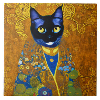 Black Cat in a Burnoose Tile
