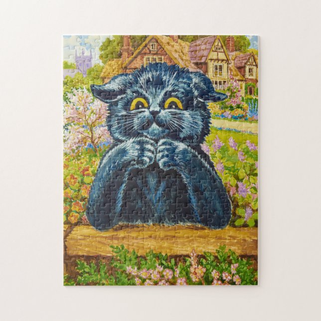 Black Cat in a Garden by Louis Wain Jigsaw Puzzle (Vertical)