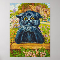 Black Cat in a Garden by Louis Wain
