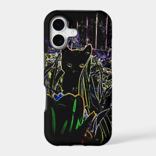 Black Cat in A Neon Garden iPhone 5 case