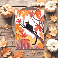 Black Cat in a Tree | Fall Autumn Spooky Cute