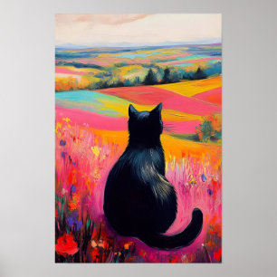 Black Cat in Beautiful Nature  Poster