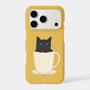 Black Cat in Coffee Cup iPhone Case