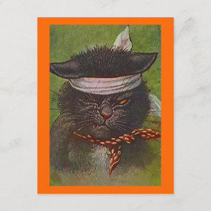 BLACK CAT IN COSTUME HALLOWEEN PARTY INVITATION