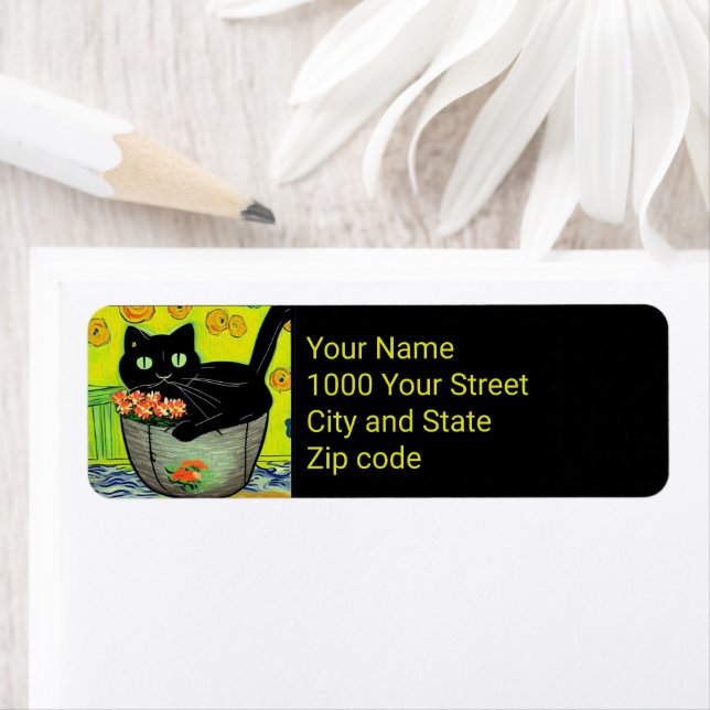 Black Cat in Flower Pot   (Insitu)