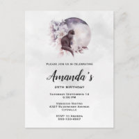 Black Cat in Front of a Magical Full Moon Birthday