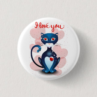 Black cat in Love 3 Cm Round Badge