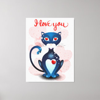 Black cat in Love Canvas Print