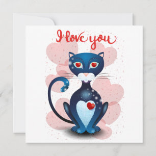 Black cat in Love Holiday Card