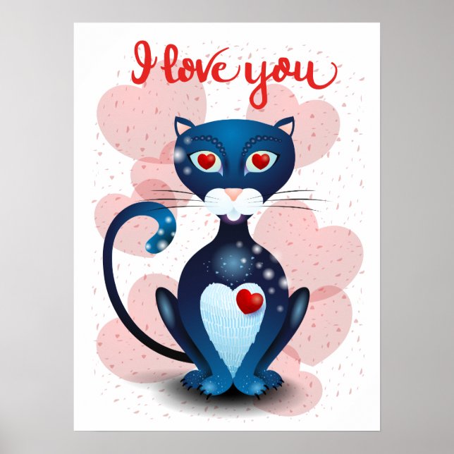 Black cat in Love Poster (Front)