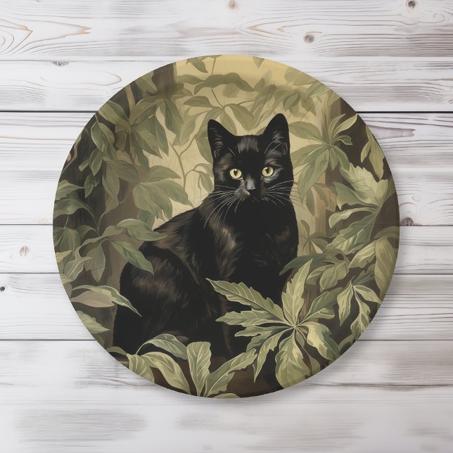 Black Cat in Lush Forest Paper Plate (Creator Uploaded)
