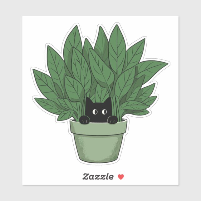 Black Cat in Plant Vase (Sheet)