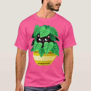 Black Cat In Planter  T-Shirt
