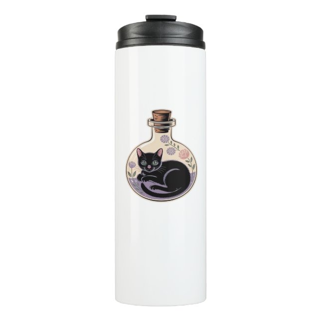 Black Cat in Potion Bottle Classic T-Shirt (Front)