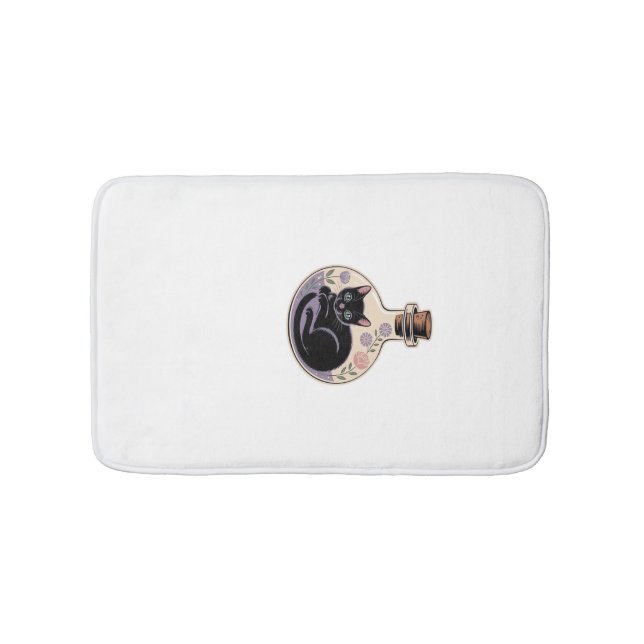 Black Cat in Potion Bottle Classic T-Shirt Bath Mat (Front)