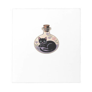 Black Cat in Potion Bottle Classic T-Shirt Notepad