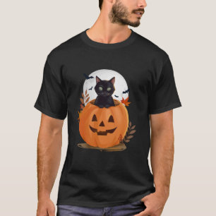 Black Cat In Pumpkin Halloween Cat Costume Cute Ca T-Shirt