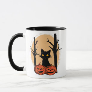 "Black Cat in Pumpkin Halloween Mug – Cute Spooky