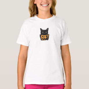 Black Cat in Pumpkin Halloween T-Shirt