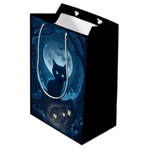 Black Cat in Spooky Forest Medium Gift Bag
