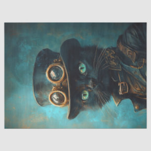 Black Cat in Steampunk Costume Decoupage Tissue Paper