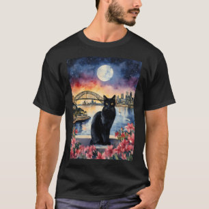 Black Cat In Sydney Australia - Visiting The Opera T-Shirt