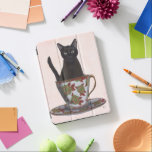 Black Cat in Teacup iPad Pro Cover<br><div class="desc">Black Cat in Teacup by FabFunky. Features a cat sitting in a beautiful floral teacup. | 191544D</div>