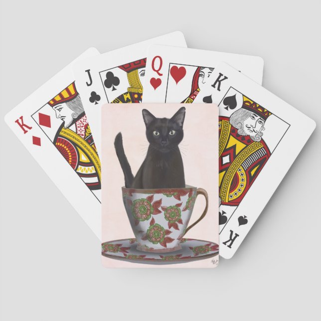 Black Cat in Teacup Playing Cards (Back)