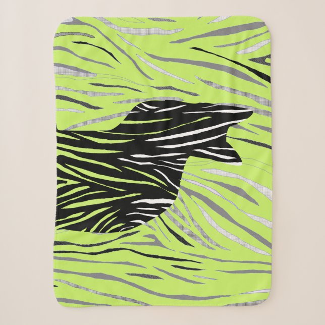 Black Cat in the Crazy Grass Sherpa Blanket (Front)