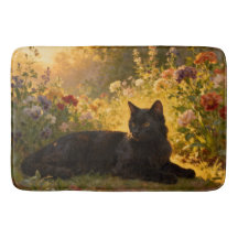 Black Cat in the Flowers I