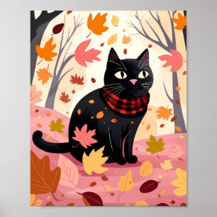 Black cat in the forest poster