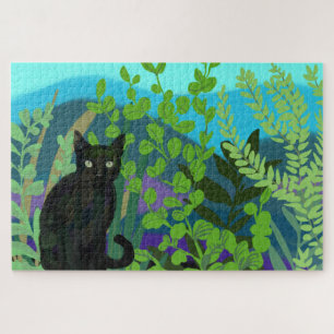Black cat in the garden Puzzle