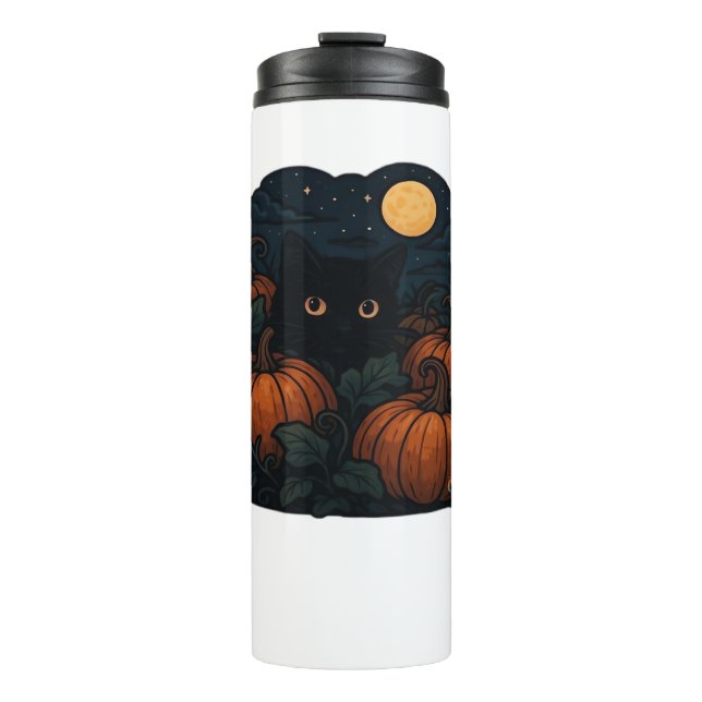 Black Cat in the Patch Classic T-Shirt Thermal Tumbler (Front)
