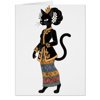 Black Cat in Traditional Batik Kebaya Art