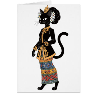 Black Cat in Traditional Batik Kebaya Art