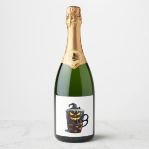 Black Cat in Witch Hat � Matcha Latte Magic Classi Sparkling Wine Label