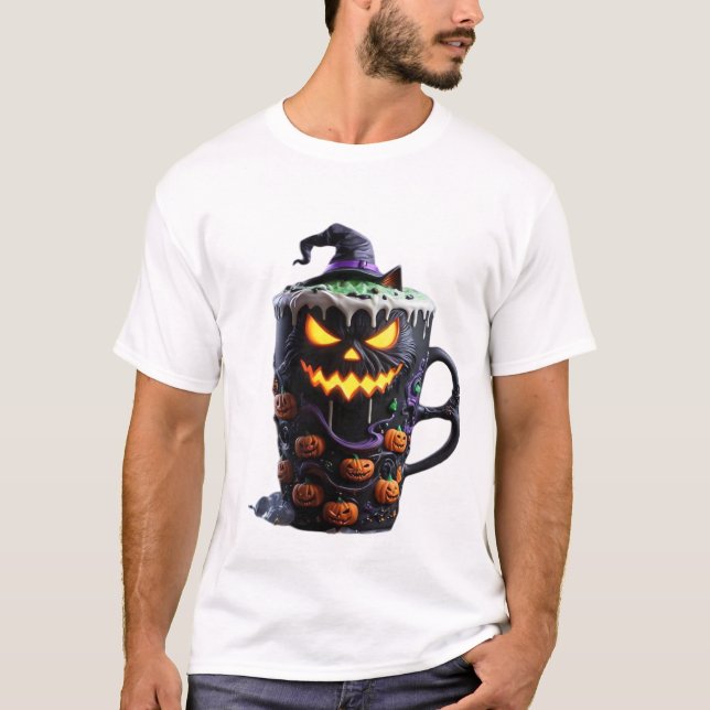 Black Cat in Witch Hat  Matcha Latte Magic Classic T-Shirt (Front)