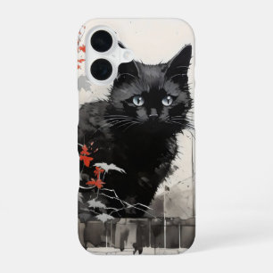 Black Cat Ink iPhone 16 Case