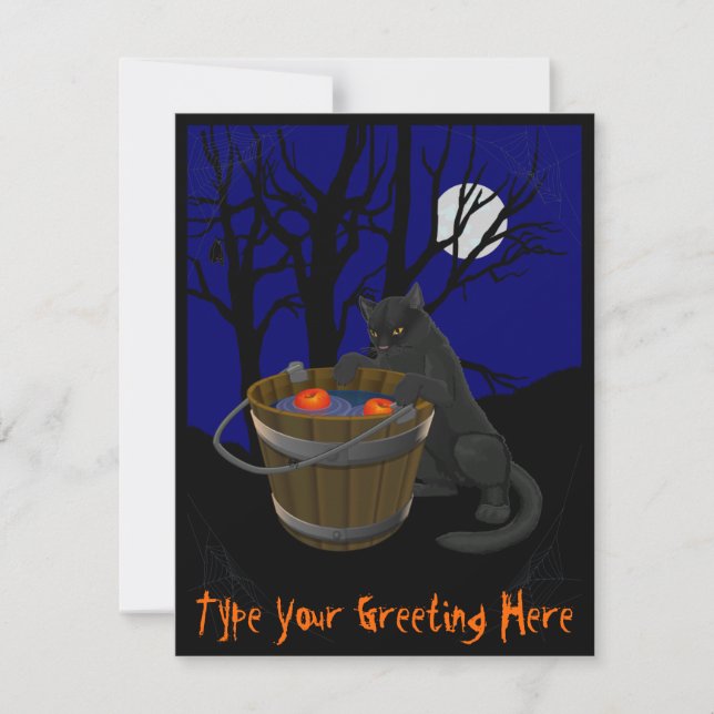 Black Cat Invitations Personalised Halloween Cards (Front)