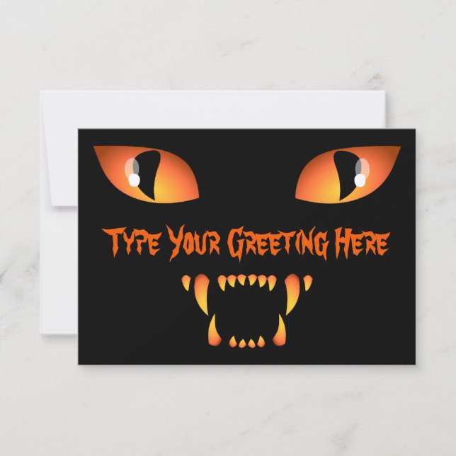 Black Cat Invitations Personalised Halloween Cards (Front)