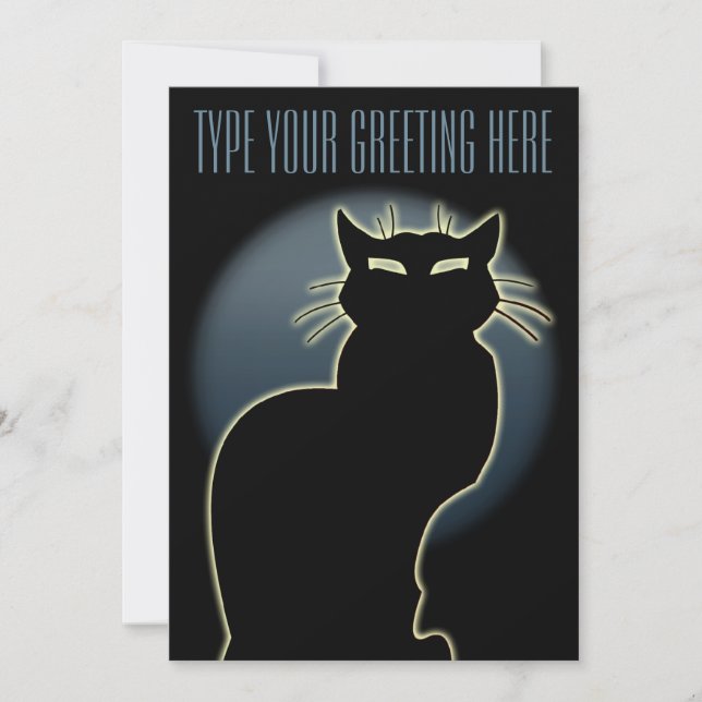 Black Cat Invitations Personalised Halloween Cards (Front)