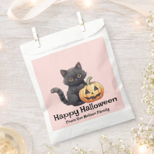 Black Cat Jack-O' Lantern Happy Halloween Favour Bags