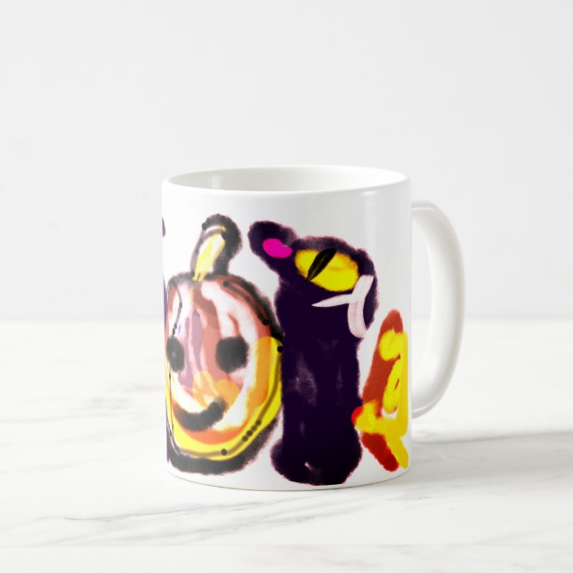 Black cat jack o'lantern cute coffee mug (Front Right)