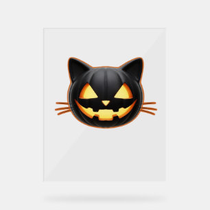 Black Cat Jack o'Lantern Emoji Classic T-Shirt Acrylic Sign