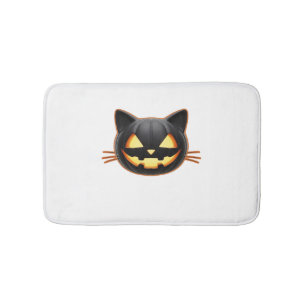 Black Cat Jack o'Lantern Emoji Classic T-Shirt Bath Mat